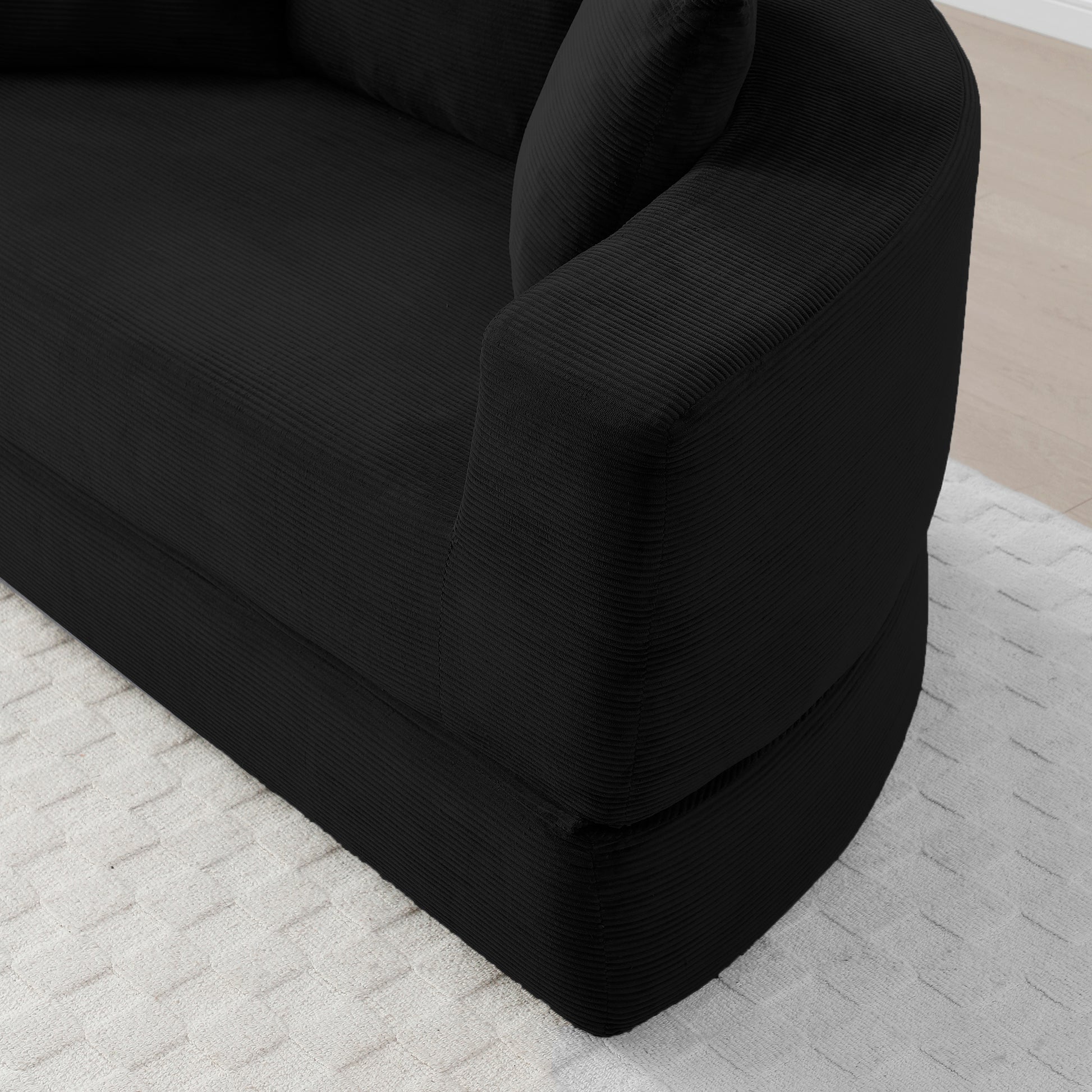 Corduroy Compression Loveseat — 2-Seat — Black