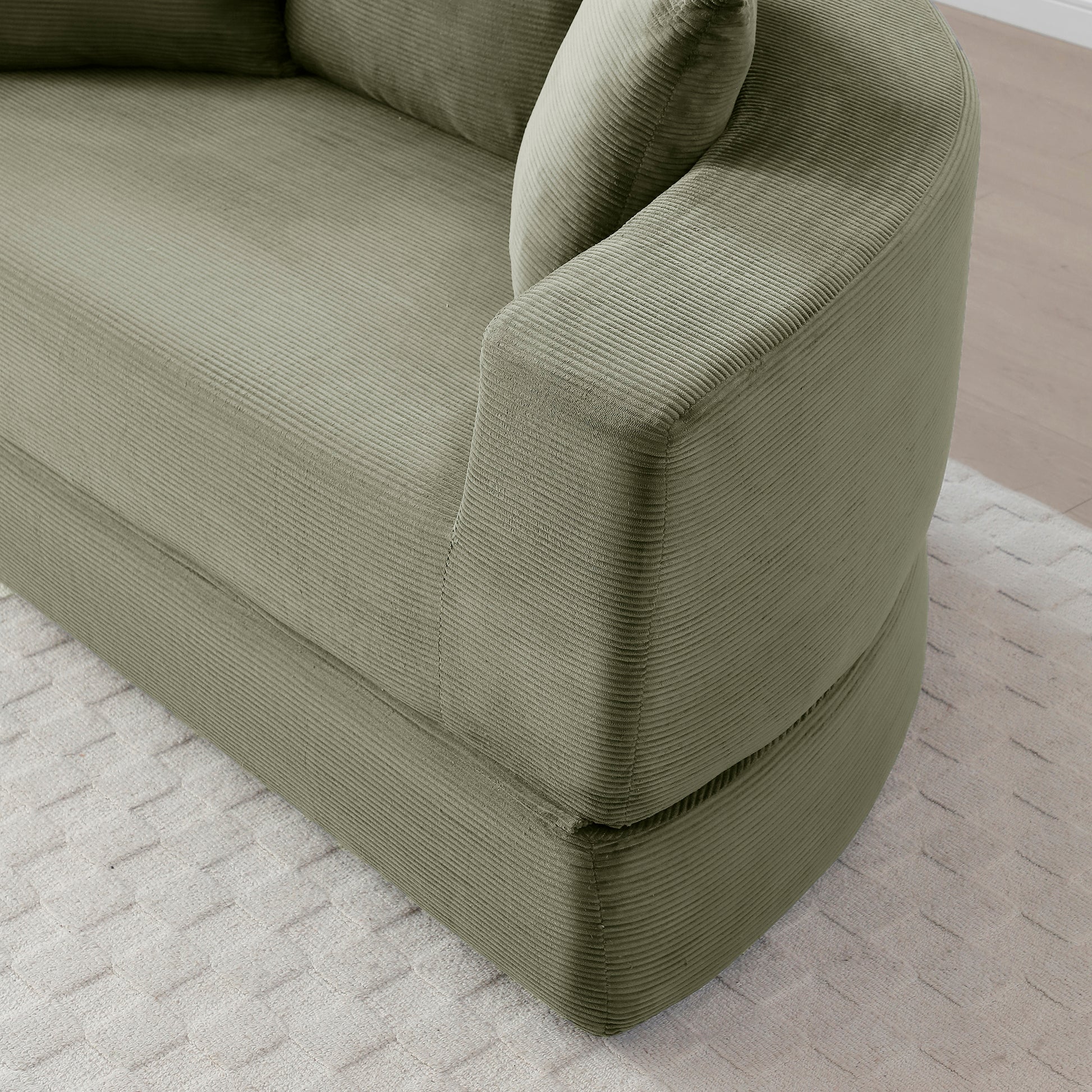 Corduroy Compression Loveseat — 2-Seat — Green