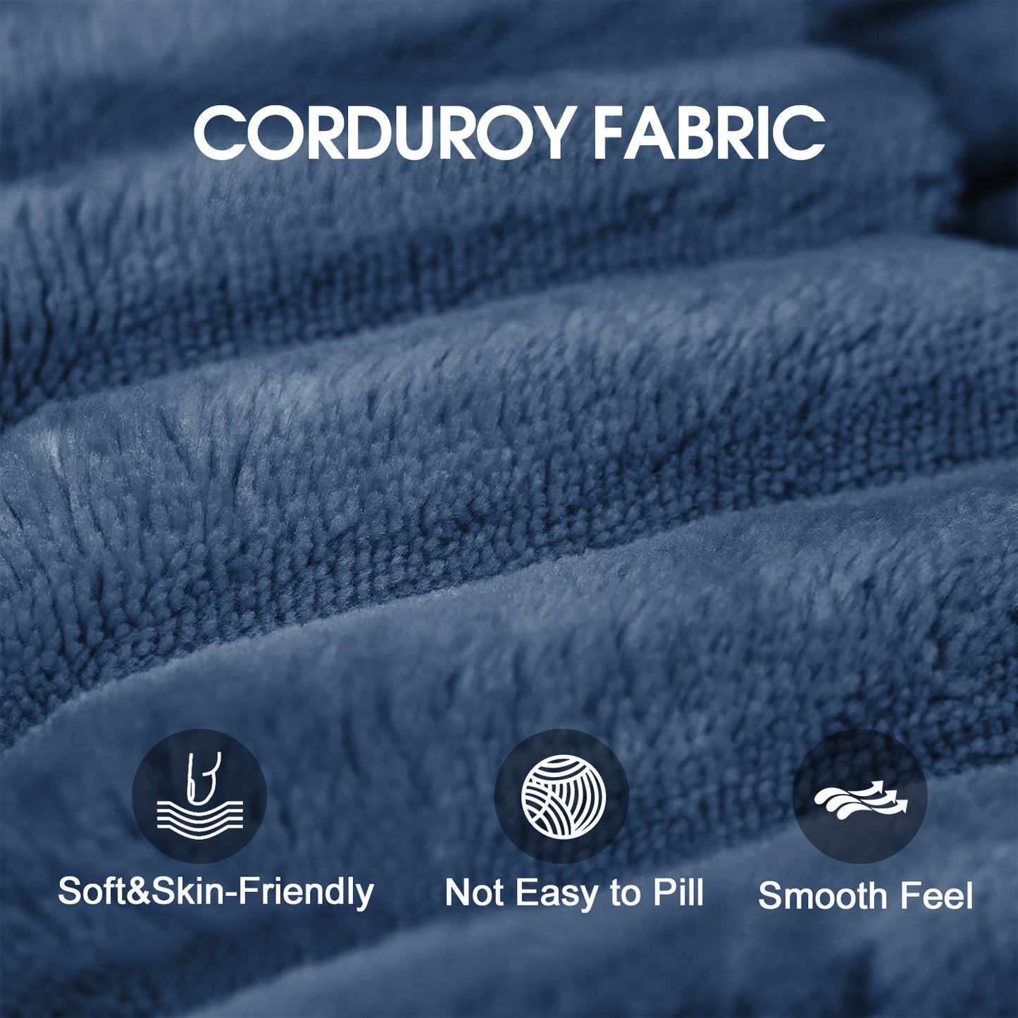 Corduroy Compression Sectional — 2/3/4-Seat — Blue / 2-Seat