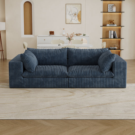 Corduroy Compression Sectional — 2/3/4-Seat — Blue / 2-Seat