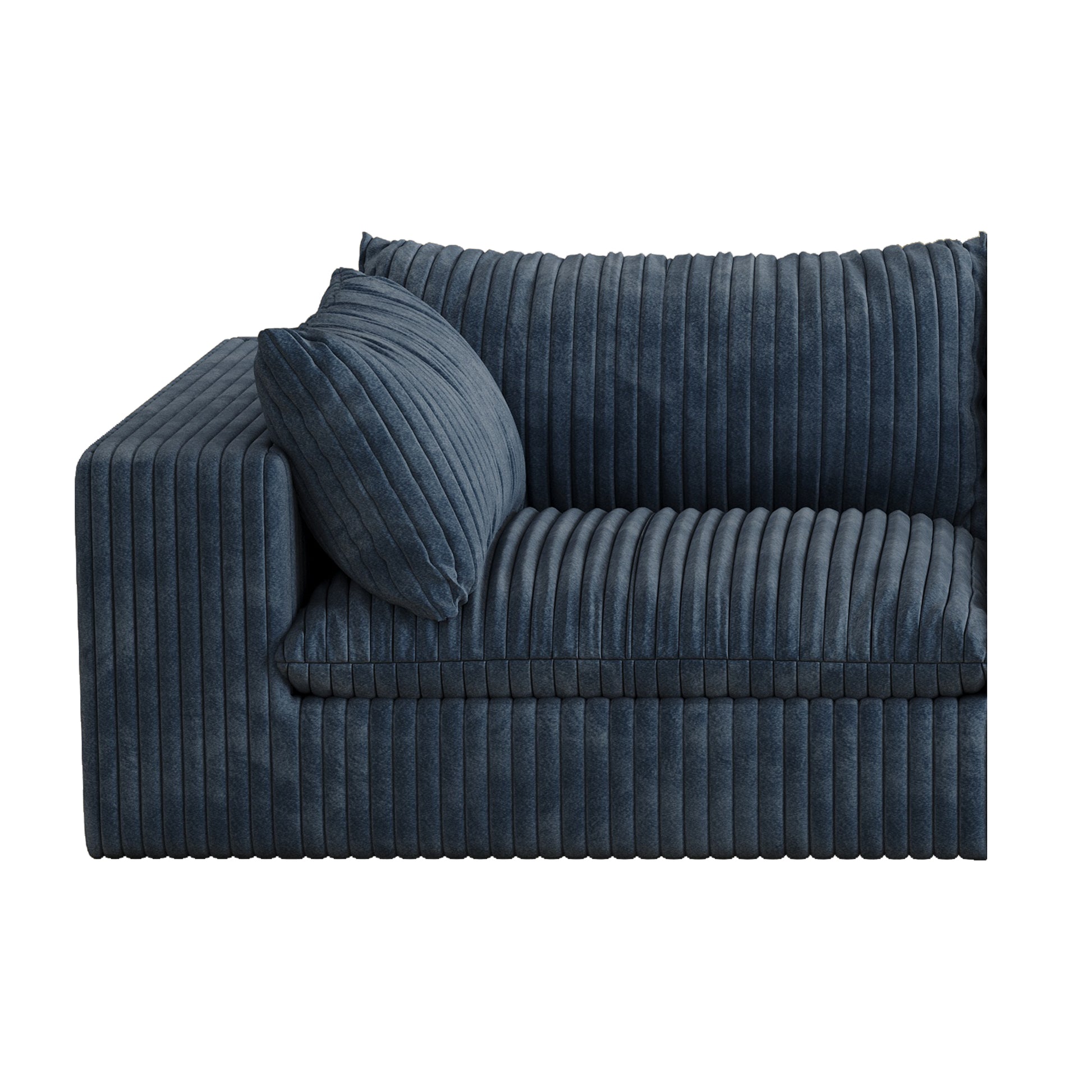 Corduroy Compression Sectional — 2/3/4-Seat — Blue / 3-Seat