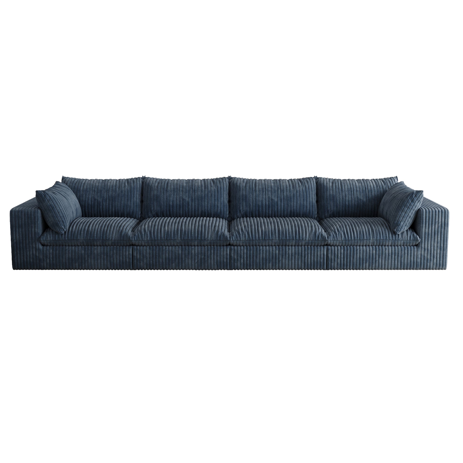 Corduroy Compression Sectional — 2/3/4-Seat — Blue / 4-Seat
