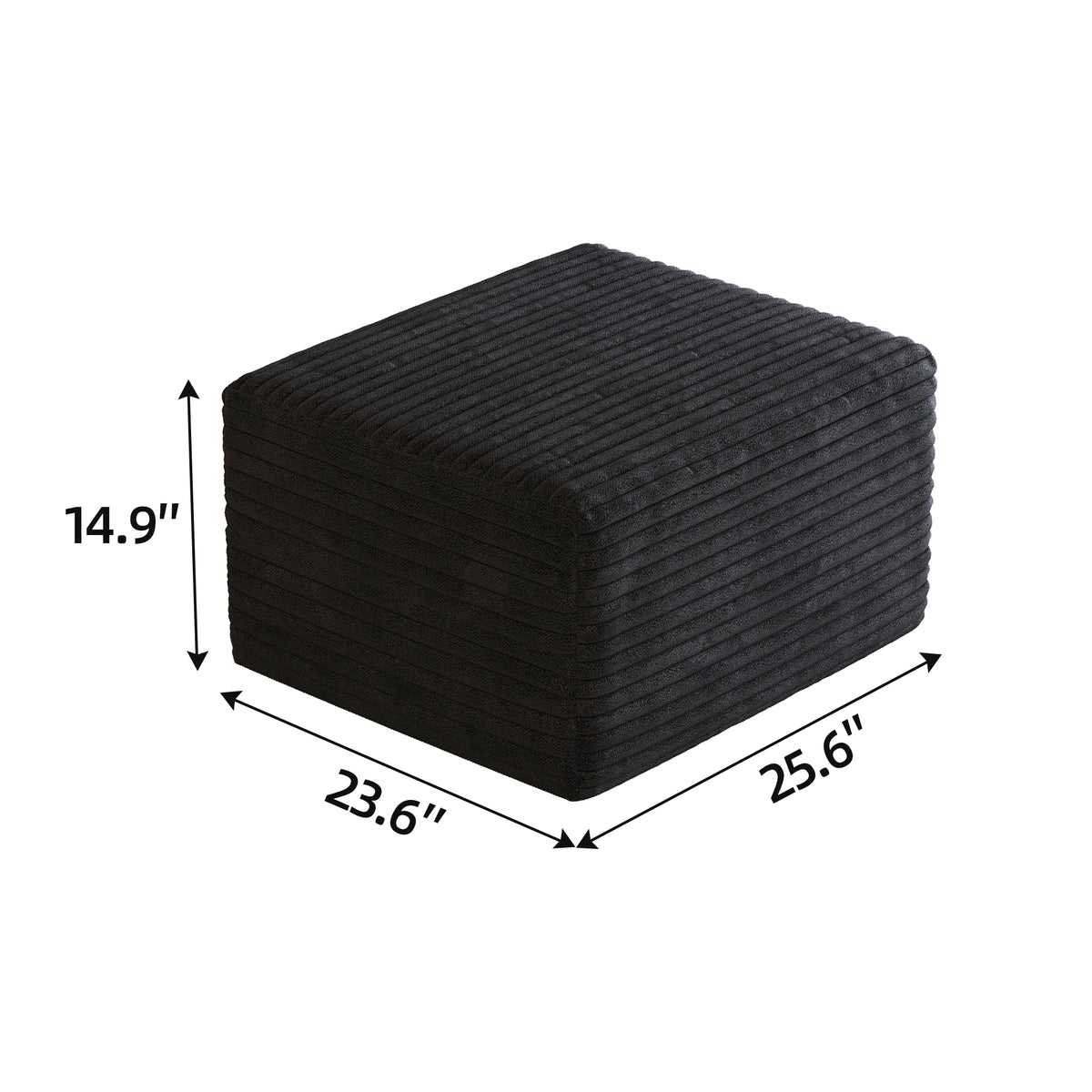 Corduroy Compression Sectional — Black / 1 Ottoman