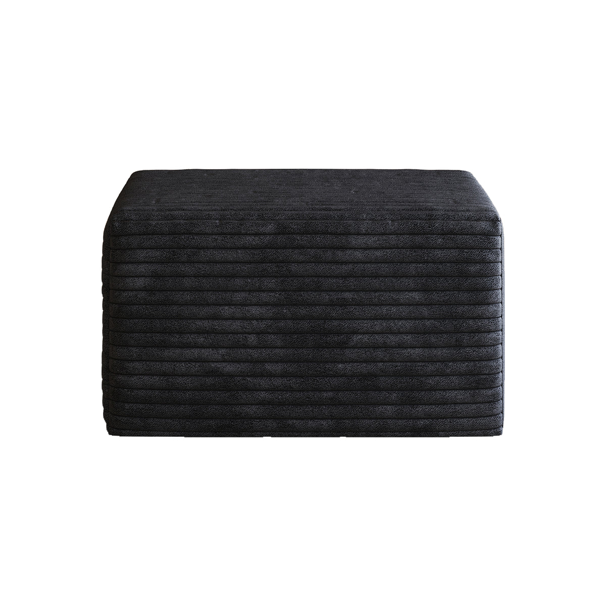 Corduroy Compression Sectional — Black / 1 Ottoman