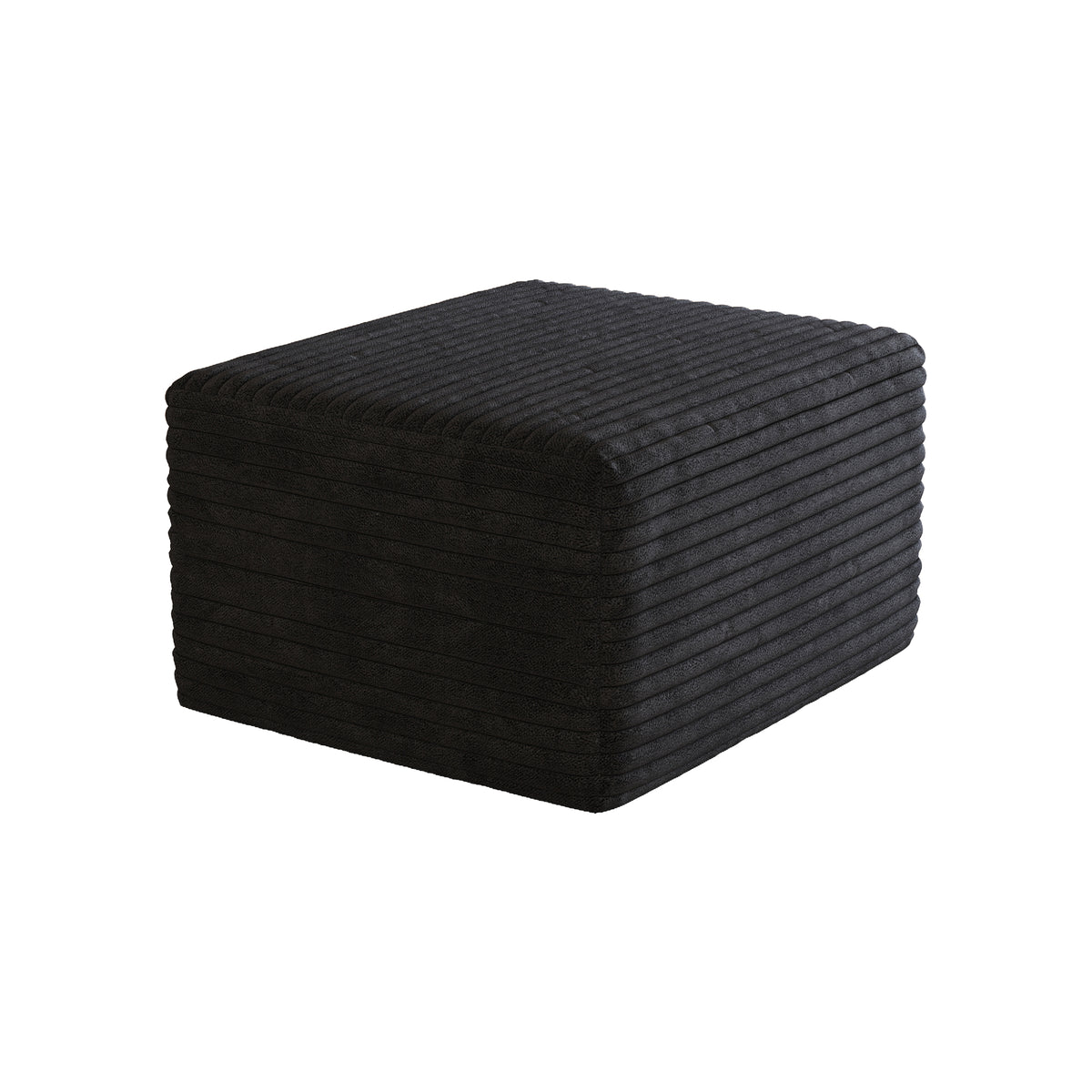 Corduroy Compression Sectional — Black / 1 Ottoman