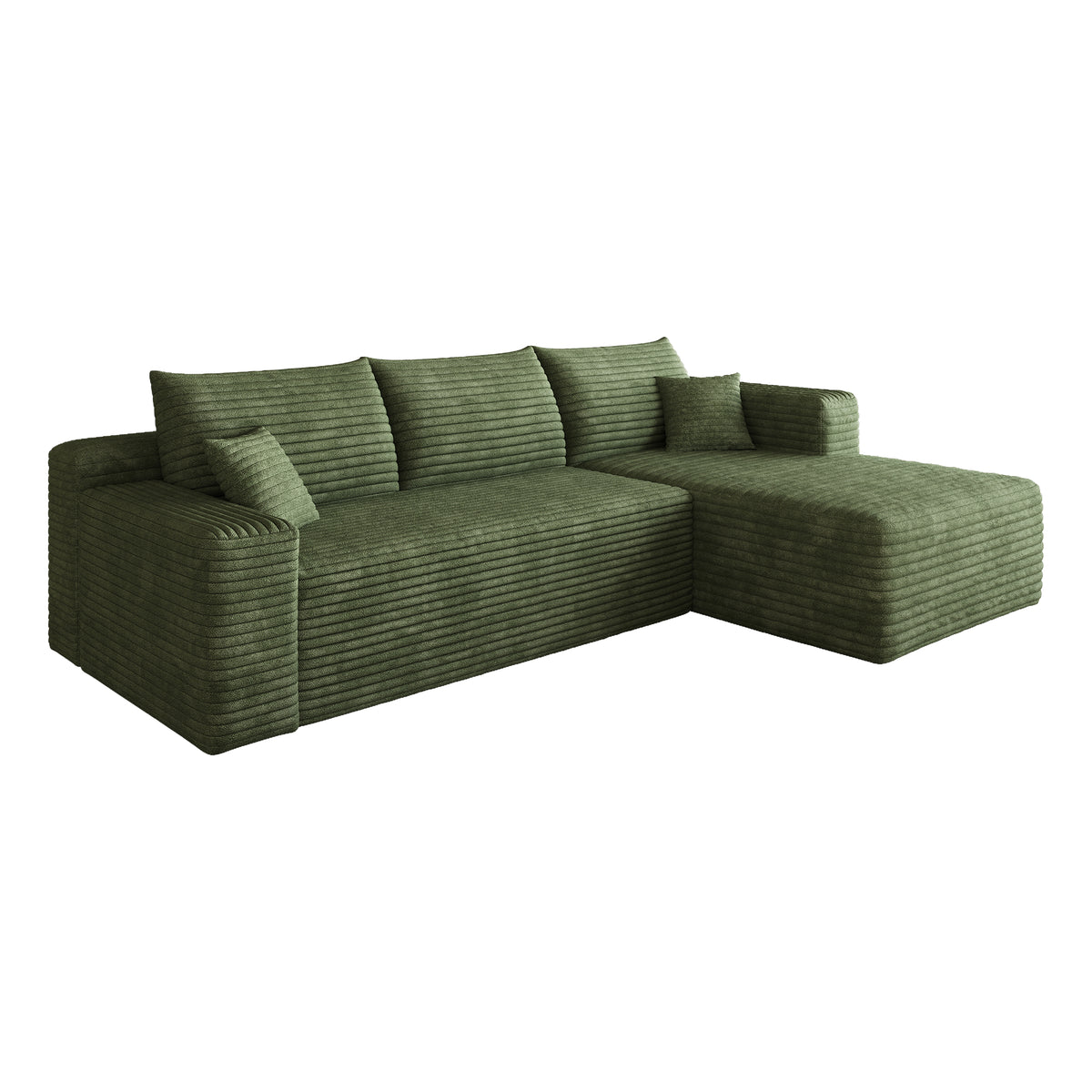Corduroy Compression Sectional — Green / Right-Facing