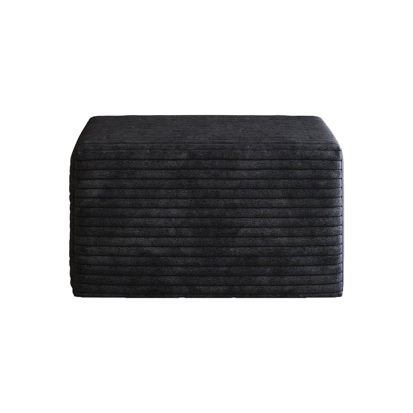 Corduroy Spring-Core Compression Sectional — 95"W — Black / 1 Ottoman