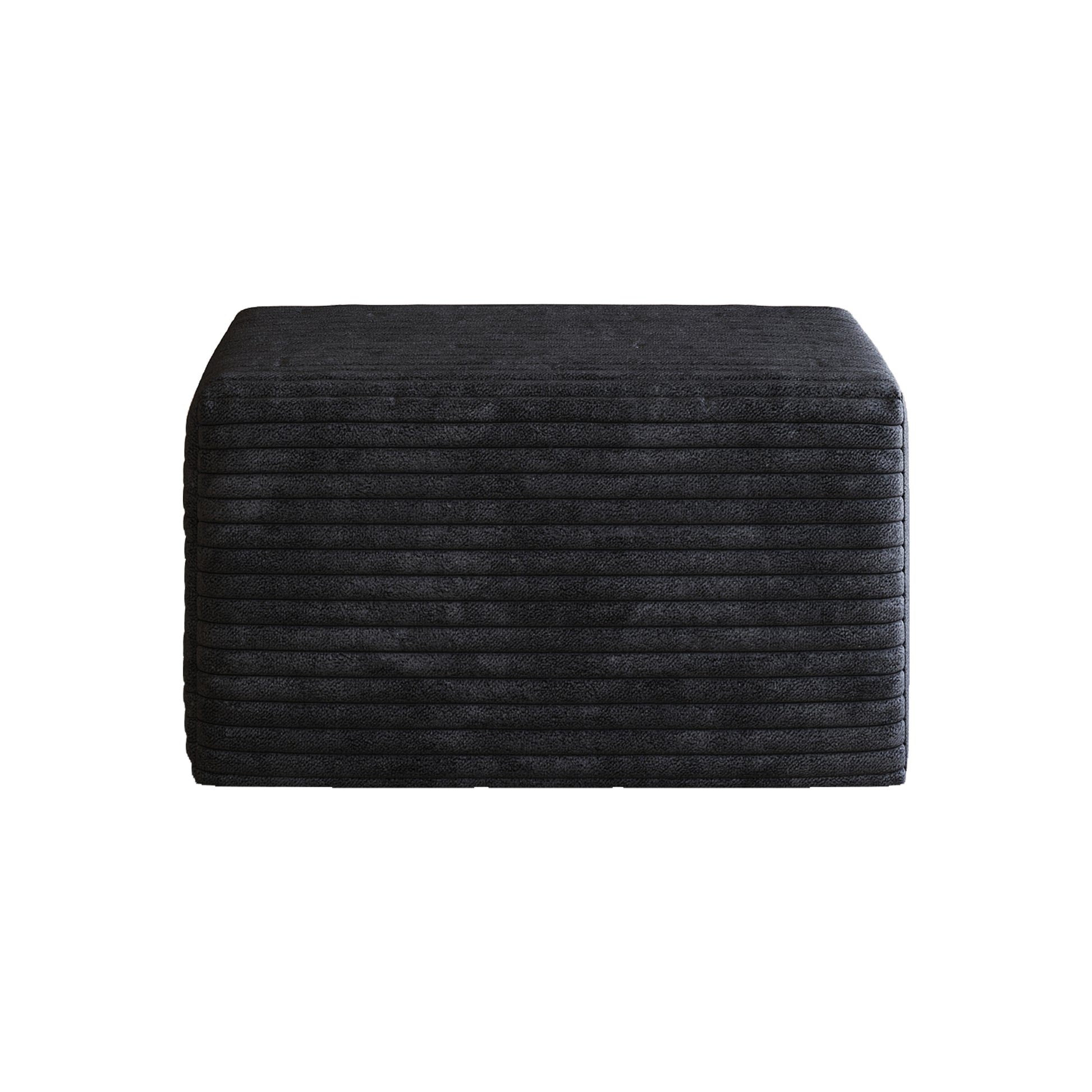 Corduroy Spring-Core Compression Sectional — 95"W — Black / 1 Ottoman
