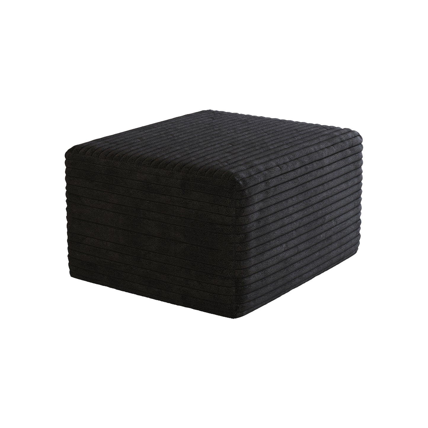 Corduroy Spring-Core Compression Sectional — 95"W — Black / 1 Ottoman