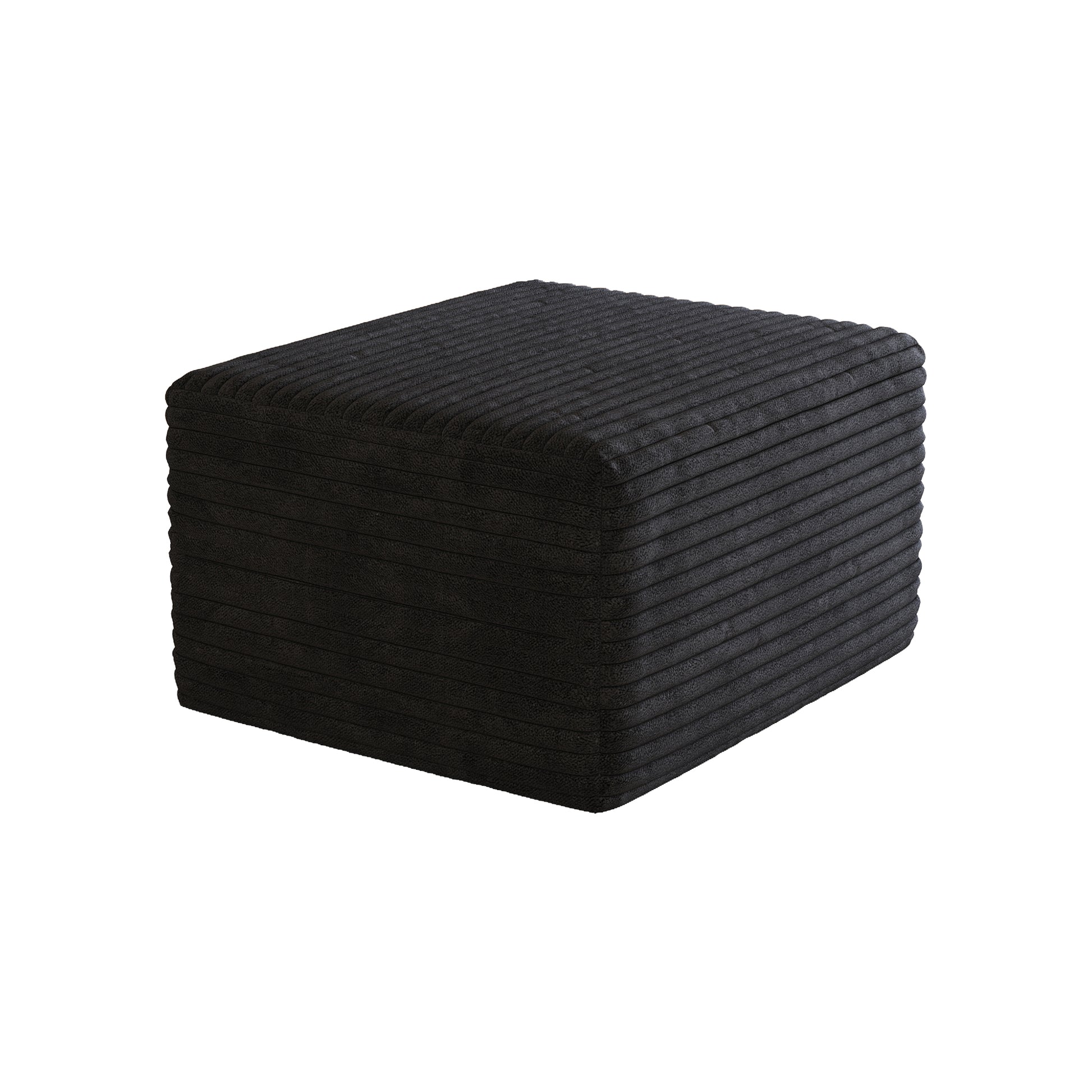Corduroy Spring-Core Compression Sectional — 95"W — Black / 1 Ottoman