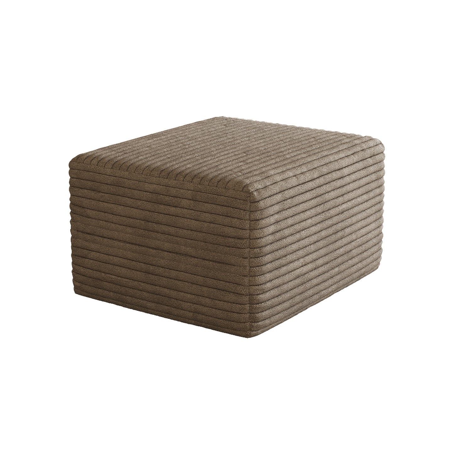 Corduroy Spring-Core Compression Sectional — 95"W — Camel / 1 Ottoman