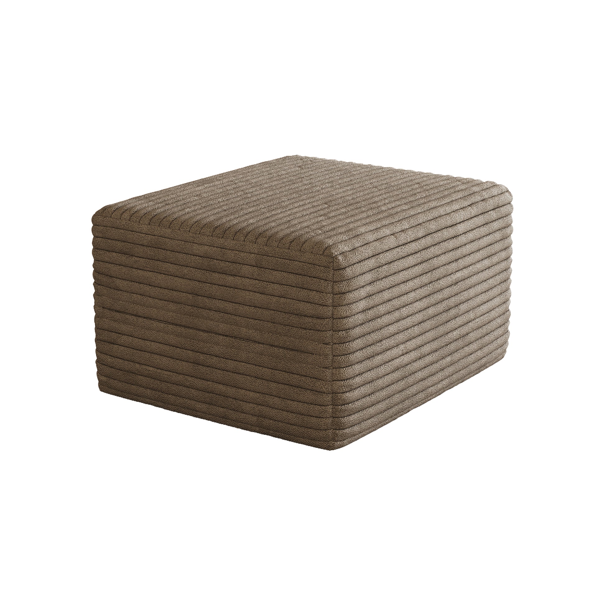 Corduroy Spring-Core Compression Sectional — 95"W — Camel / 1 Ottoman