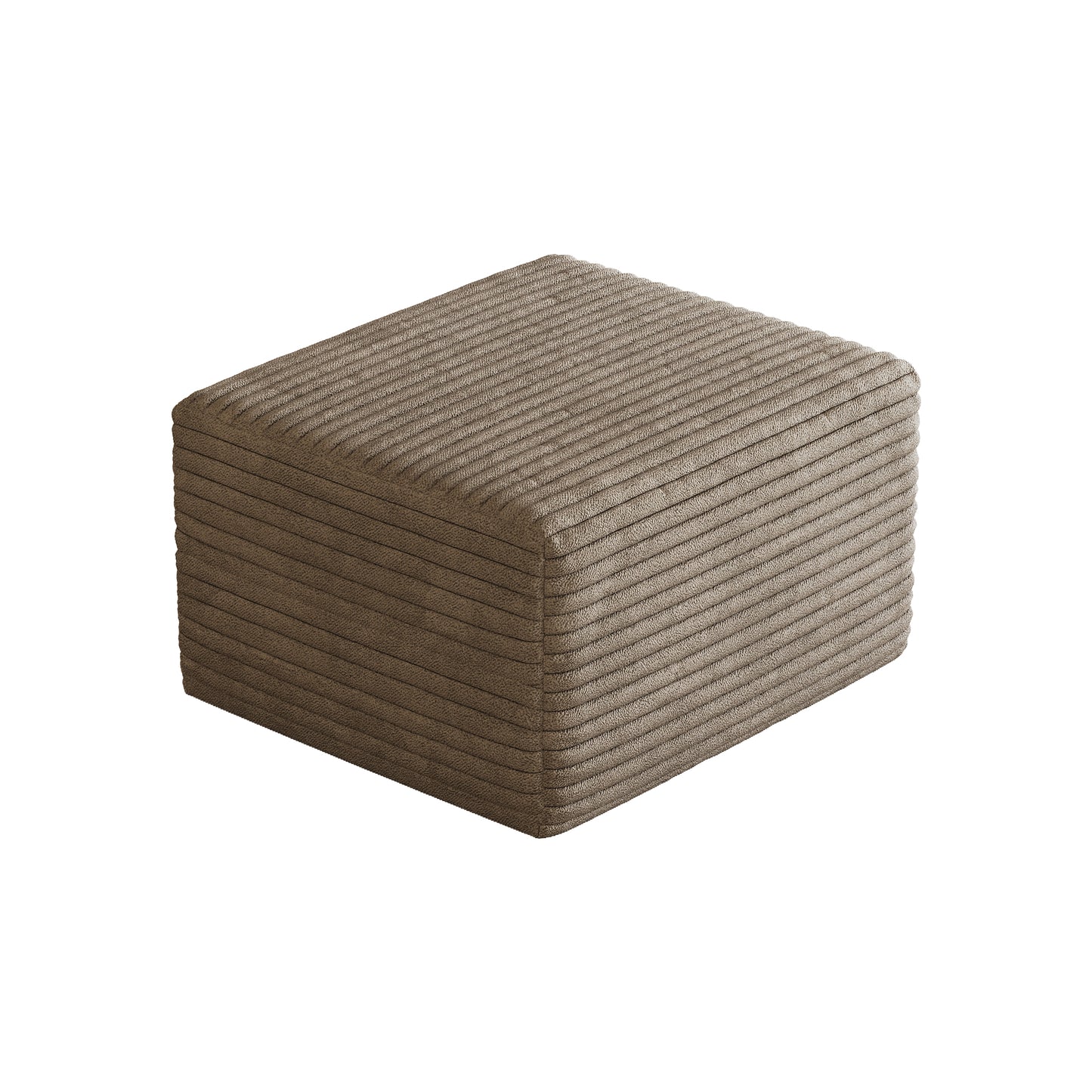 Corduroy Spring-Core Compression Sectional — 95"W — Camel / 1 Ottoman