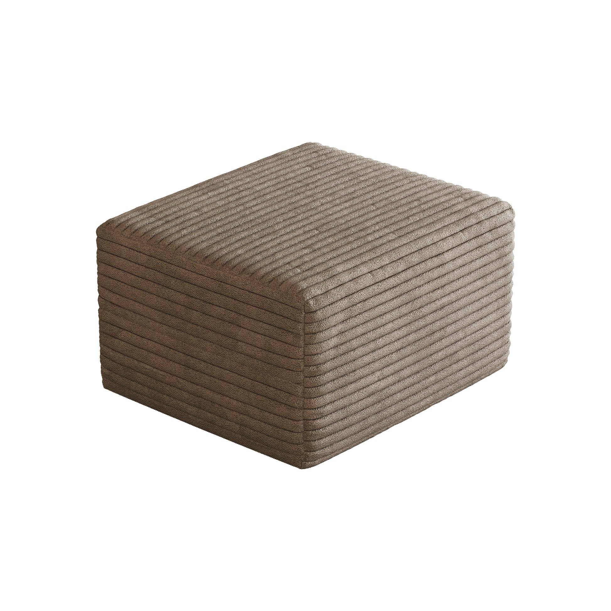Corduroy Spring-Core Compression Sectional — 95"W — Camel / 1 Ottoman
