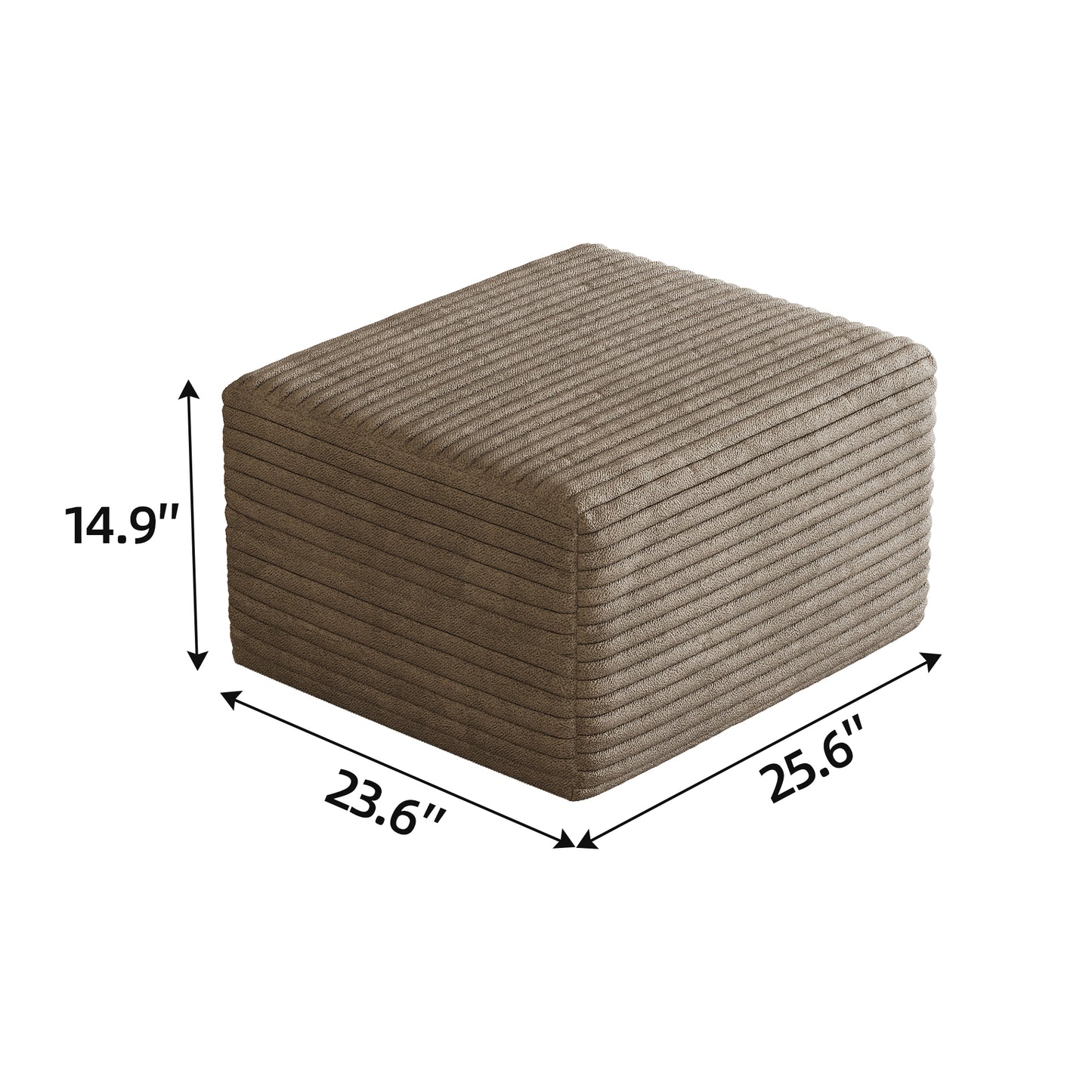 Corduroy Spring-Core Compression Sectional — 95"W — Camel / 1 Ottoman