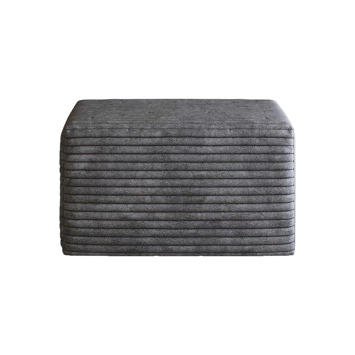 Corduroy Spring-Core Compression Sectional — 95"W — Dark Grey / 1 Ottoman
