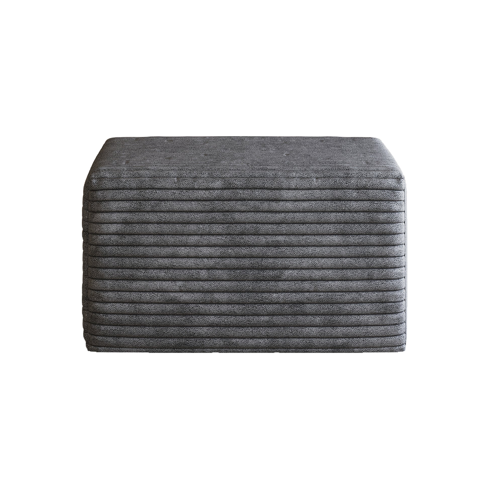 Corduroy Spring-Core Compression Sectional — 95"W — Dark Grey / 1 Ottoman