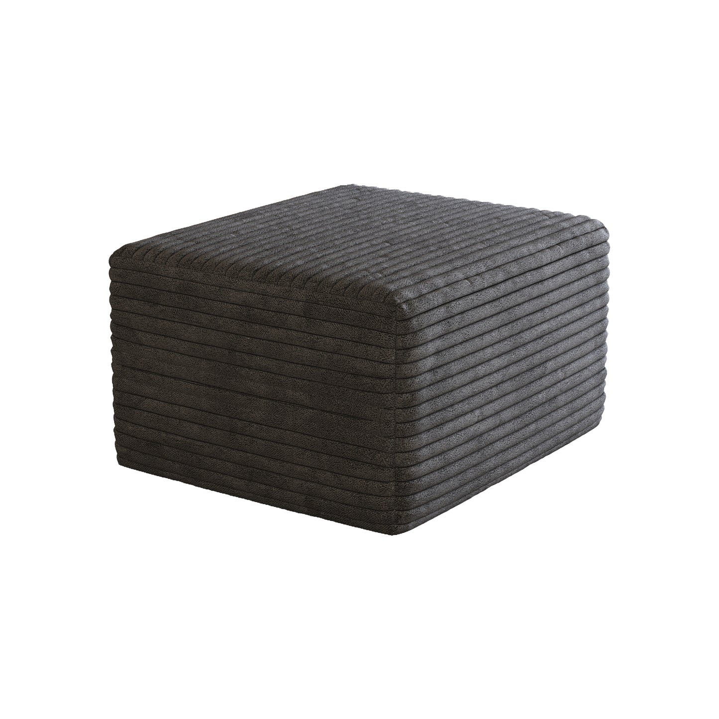Corduroy Spring-Core Compression Sectional — 95"W — Dark Grey / 1 Ottoman