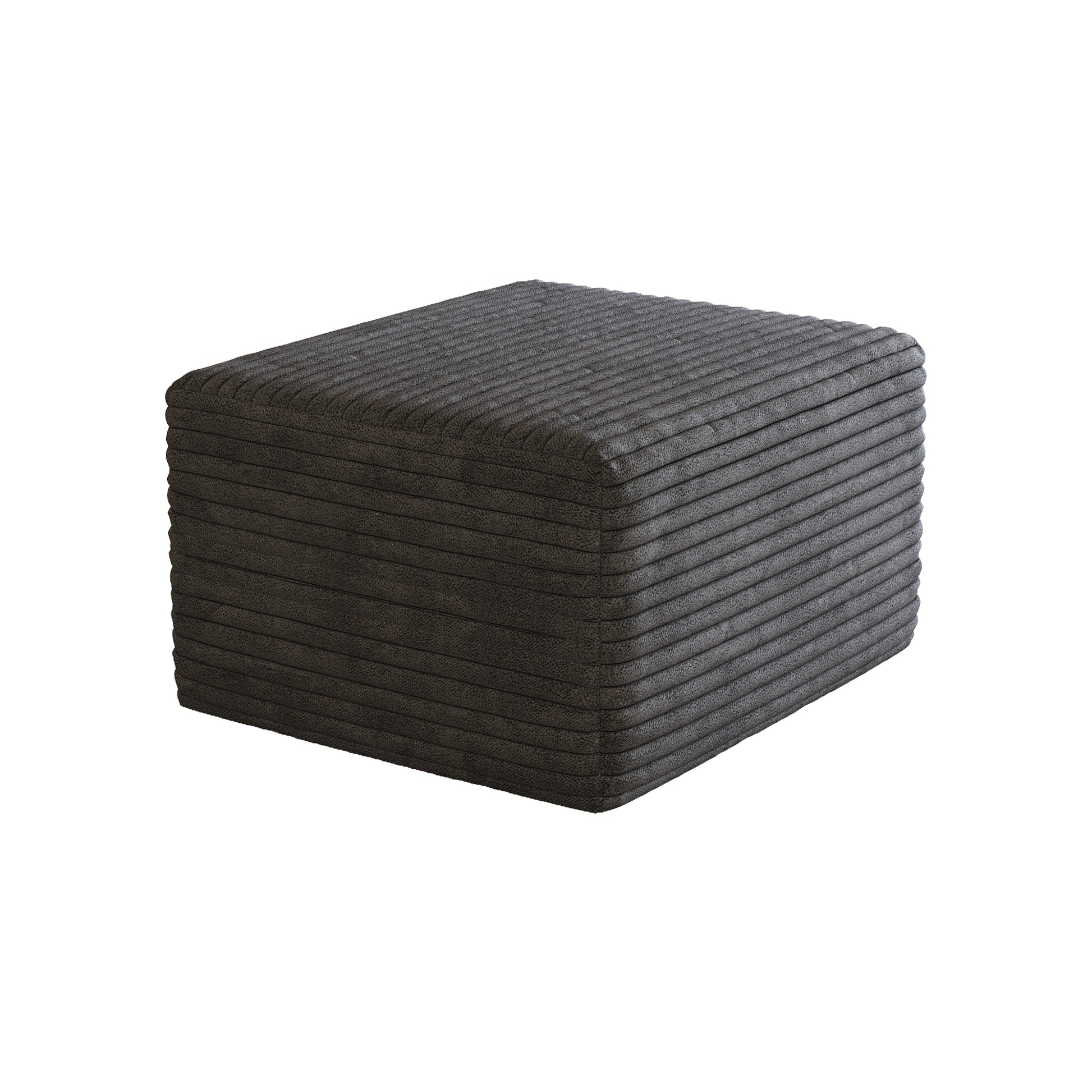 Corduroy Spring-Core Compression Sectional — 95"W — Dark Grey / 1 Ottoman