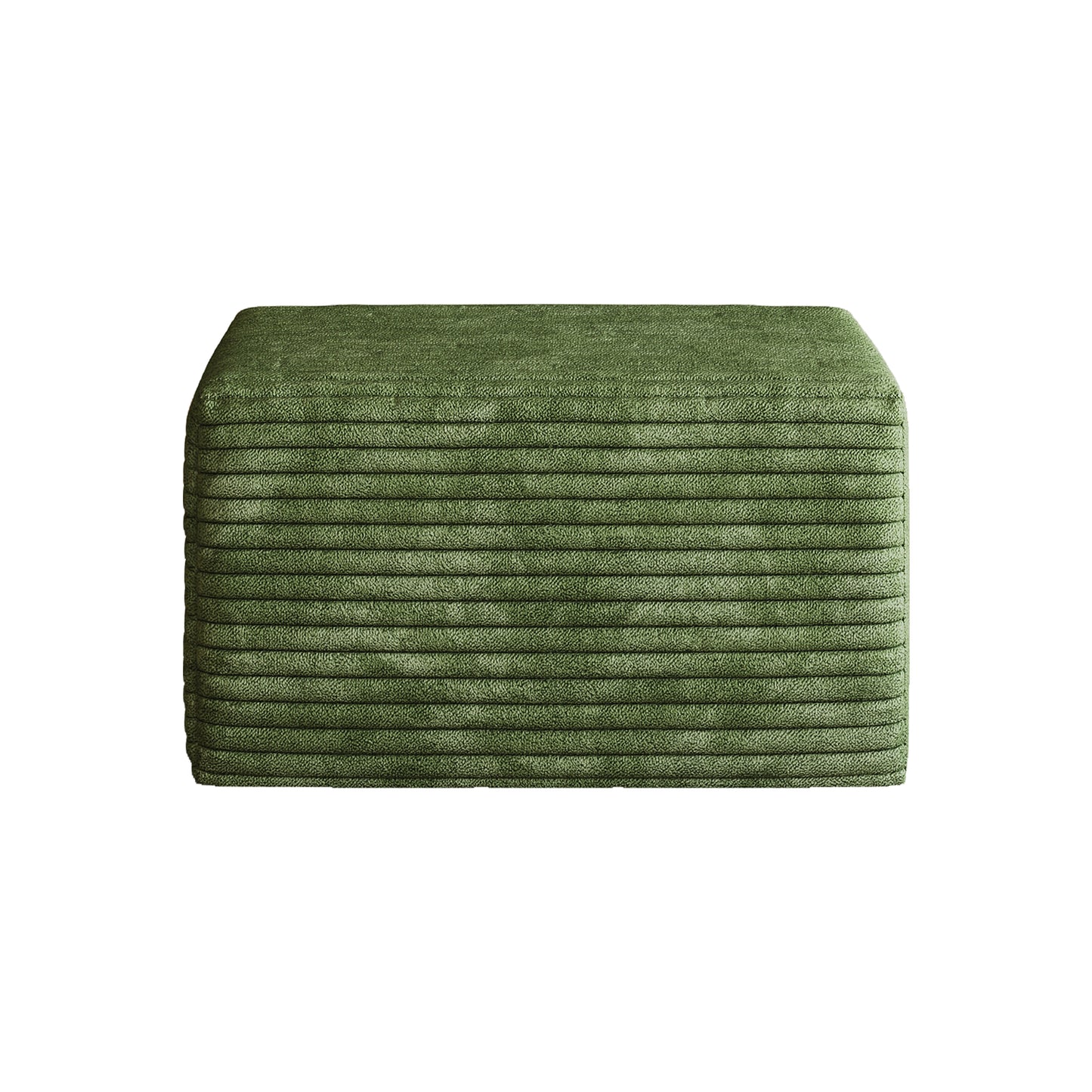 Corduroy Spring-Core Compression Sectional — 95"W — Green / 1 Ottoman
