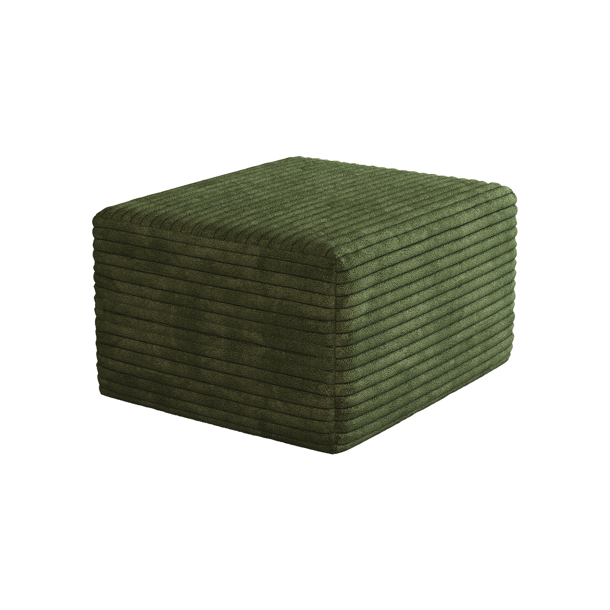 Corduroy Spring-Core Compression Sectional — 95"W — Green / 1 Ottoman