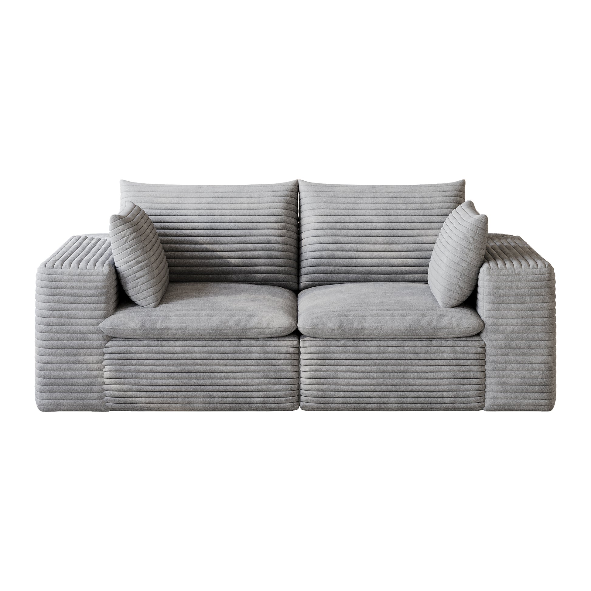 Corduroy Compression Sectional — 2/3/4/5-Seat — Grey / Loveseat