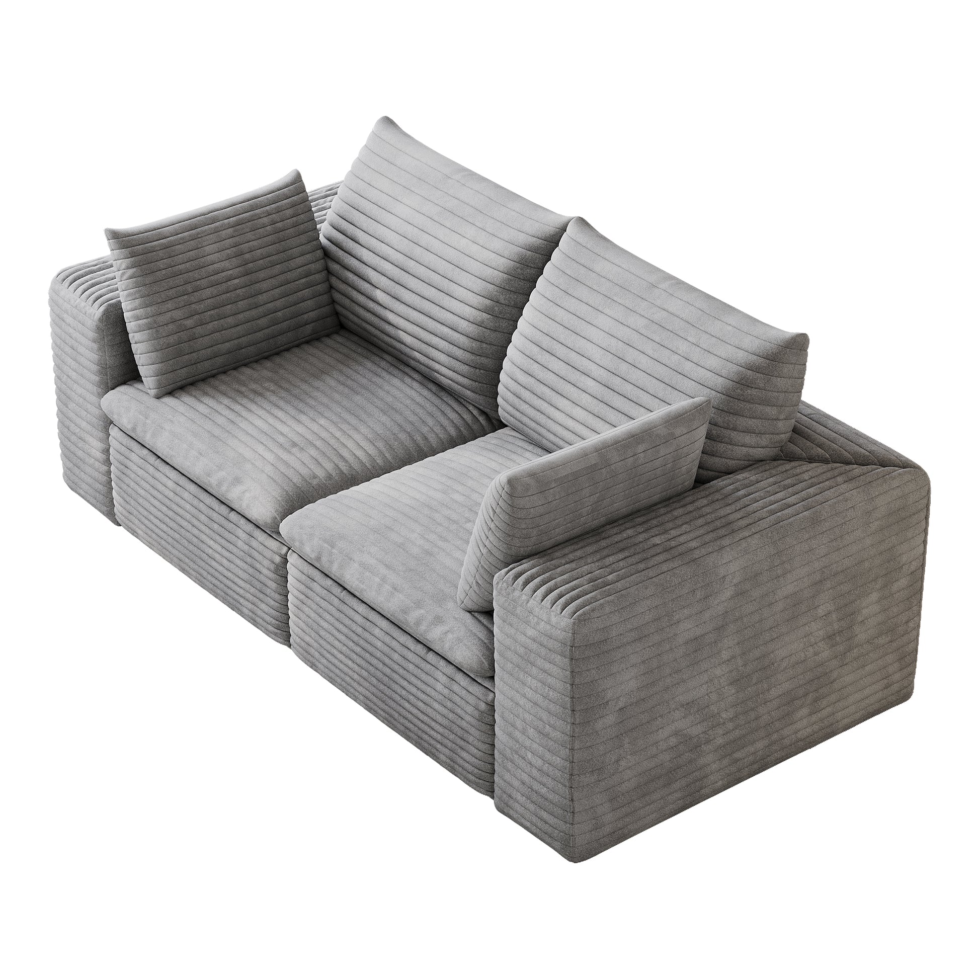 Corduroy Compression Sectional — 2/3/4/5-Seat — Grey / Loveseat