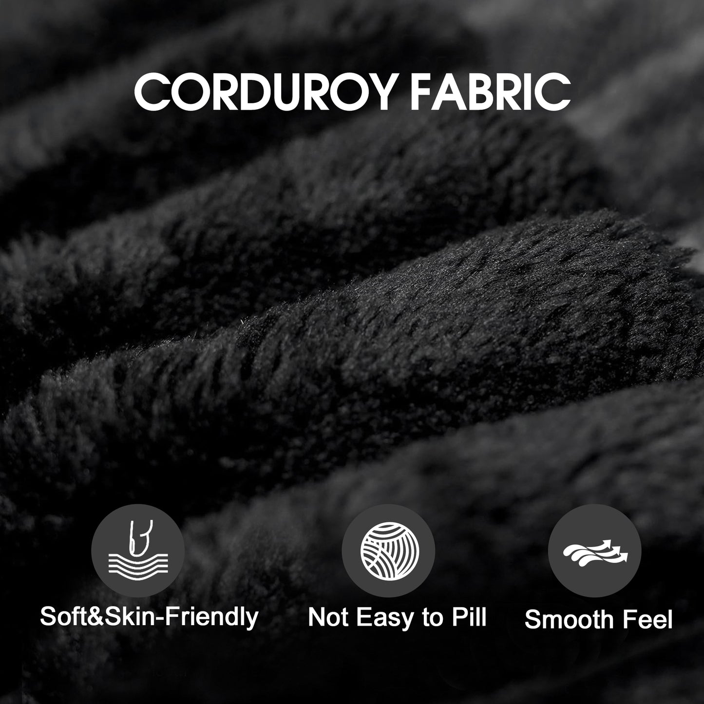 Corduroy Spring-Core Compression Sectional — 95"W — Black