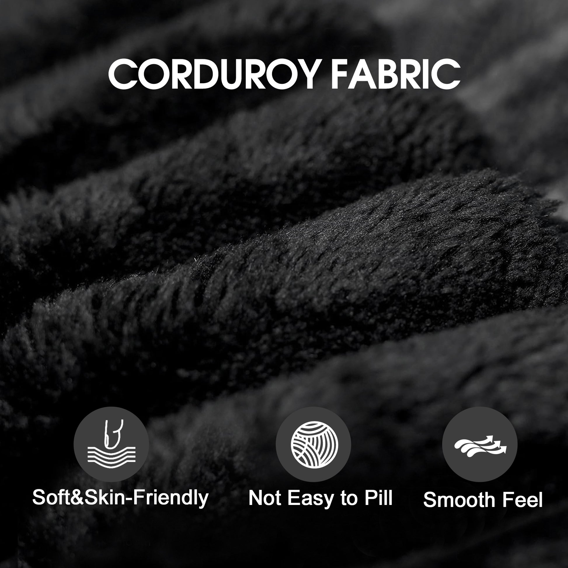 Corduroy Spring-Core Compression Sectional — 95"W — Black