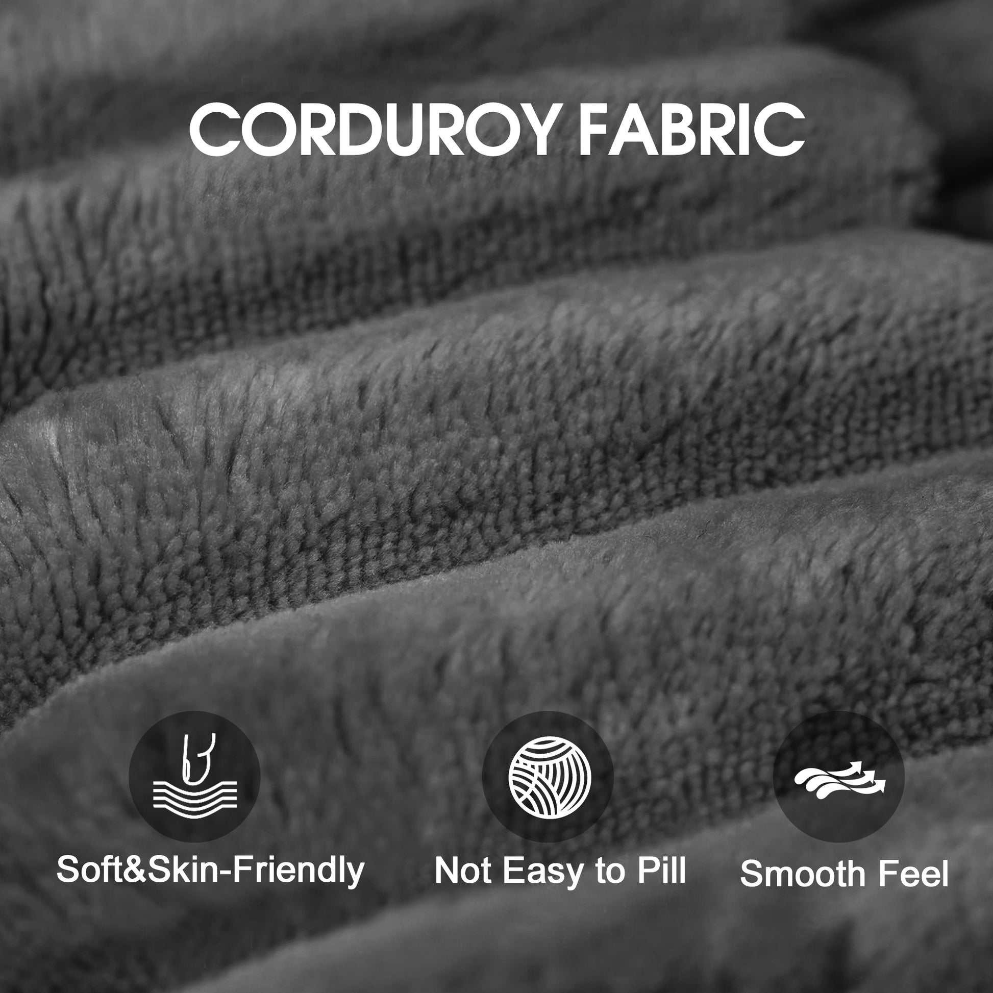 Corduroy Spring-Core Compression Sectional — 95"W — Dark Grey