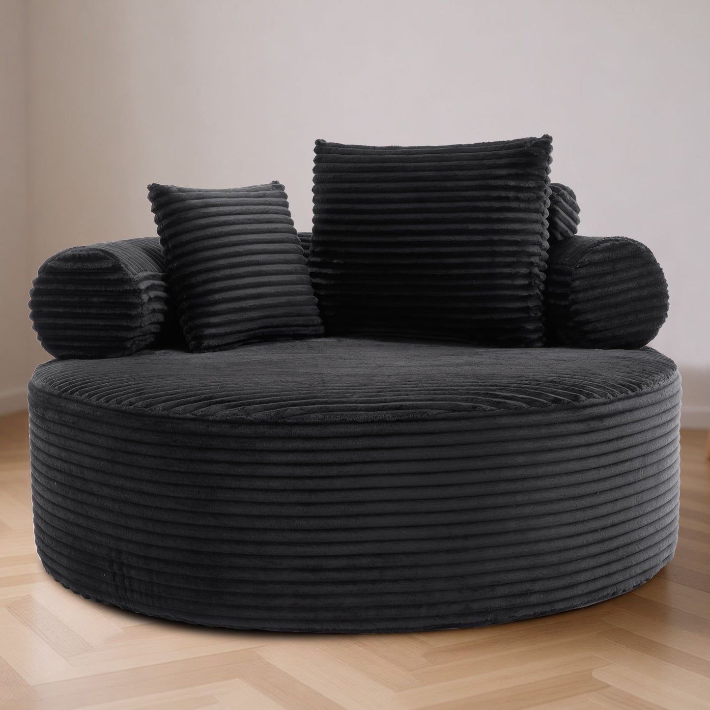 Velvet Spring-Core Compression Accent Chair — 1-Seat, 56"W — Black