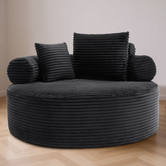 Velvet Spring-Core Compression Accent Chair — 1-Seat, 56"W — Black