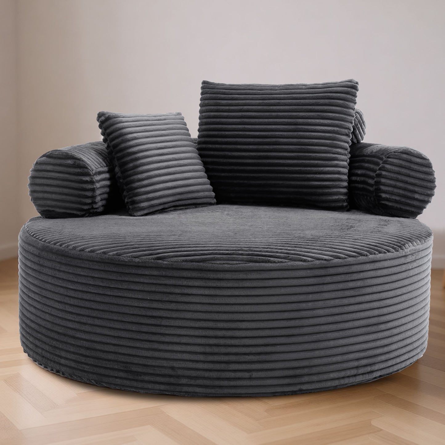 Velvet Spring-Core Compression Accent Chair — 1-Seat, 56"W — Dark Grey