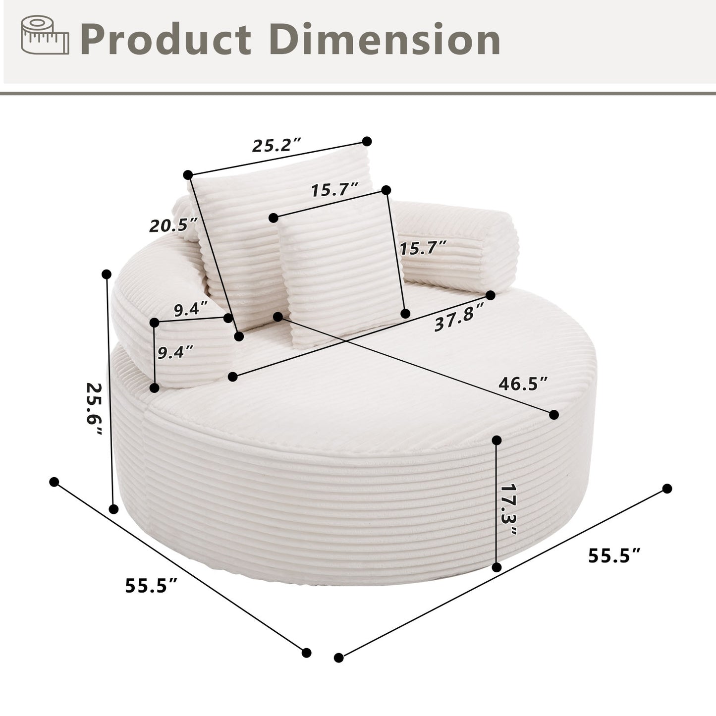 Velvet Spring-Core Compression Accent Chair — 1-Seat, 56"W — White