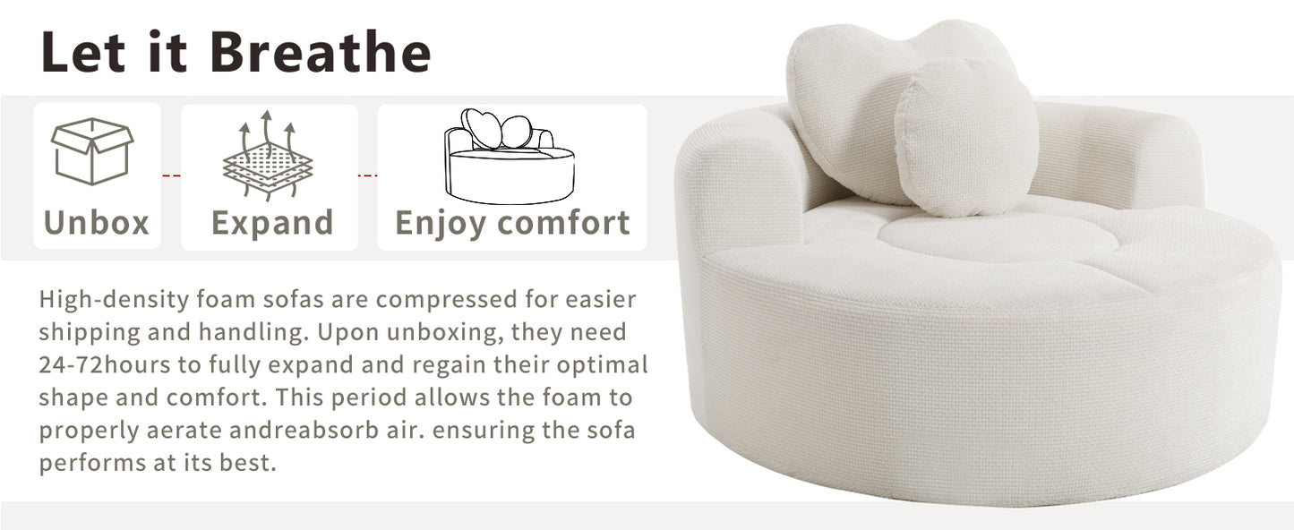 Polyester Compression Accent Chair — 1-Seat — Beige