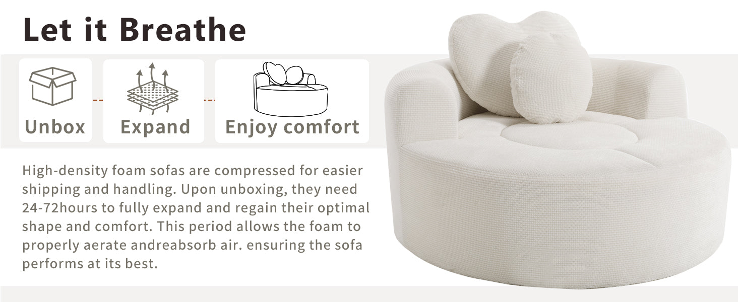 Polyester Compression Accent Chair — 1-Seat — Beige