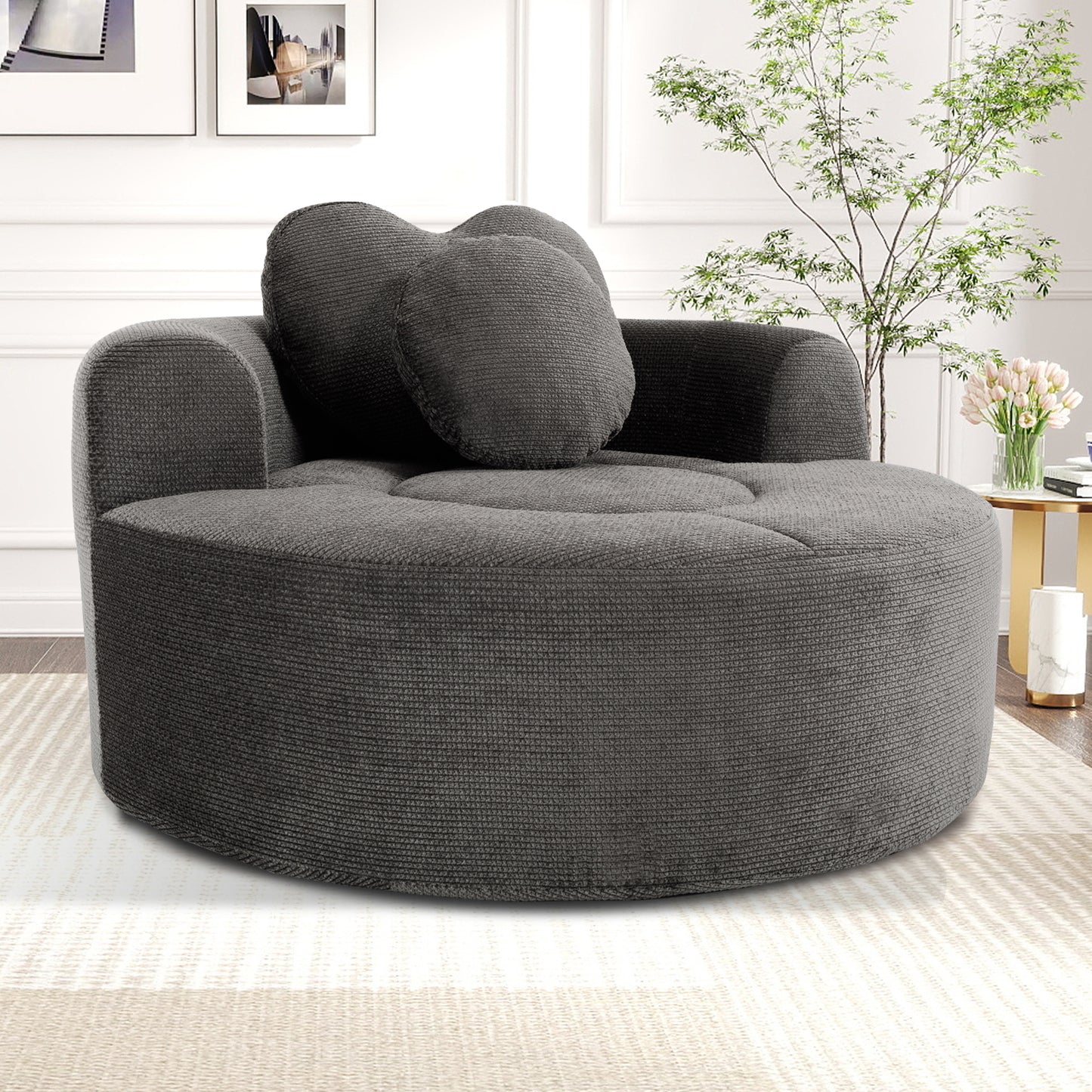 Polyester Compression Accent Chair — 1-Seat — Black + Gray