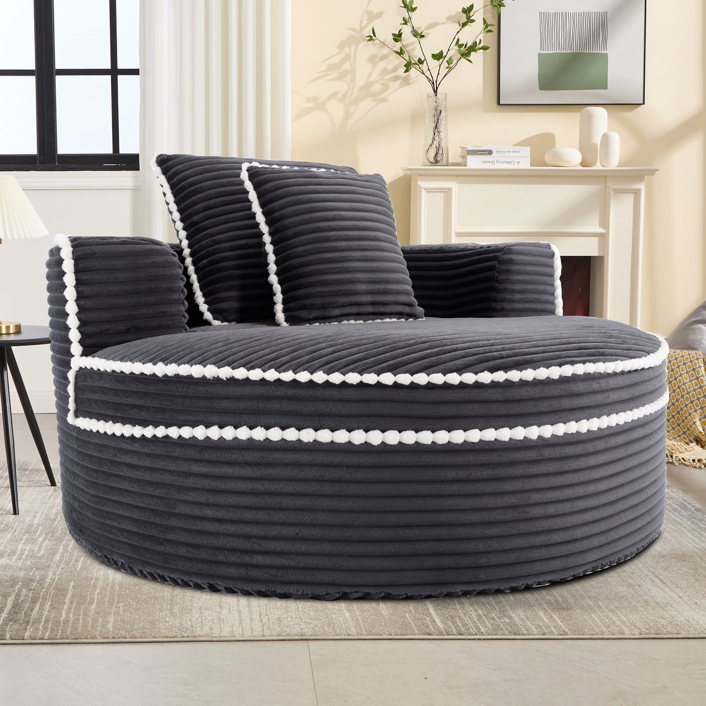 Velvet Spring-Core Compression Accent Chair — 1-Seat, 55"W — Dark Grey