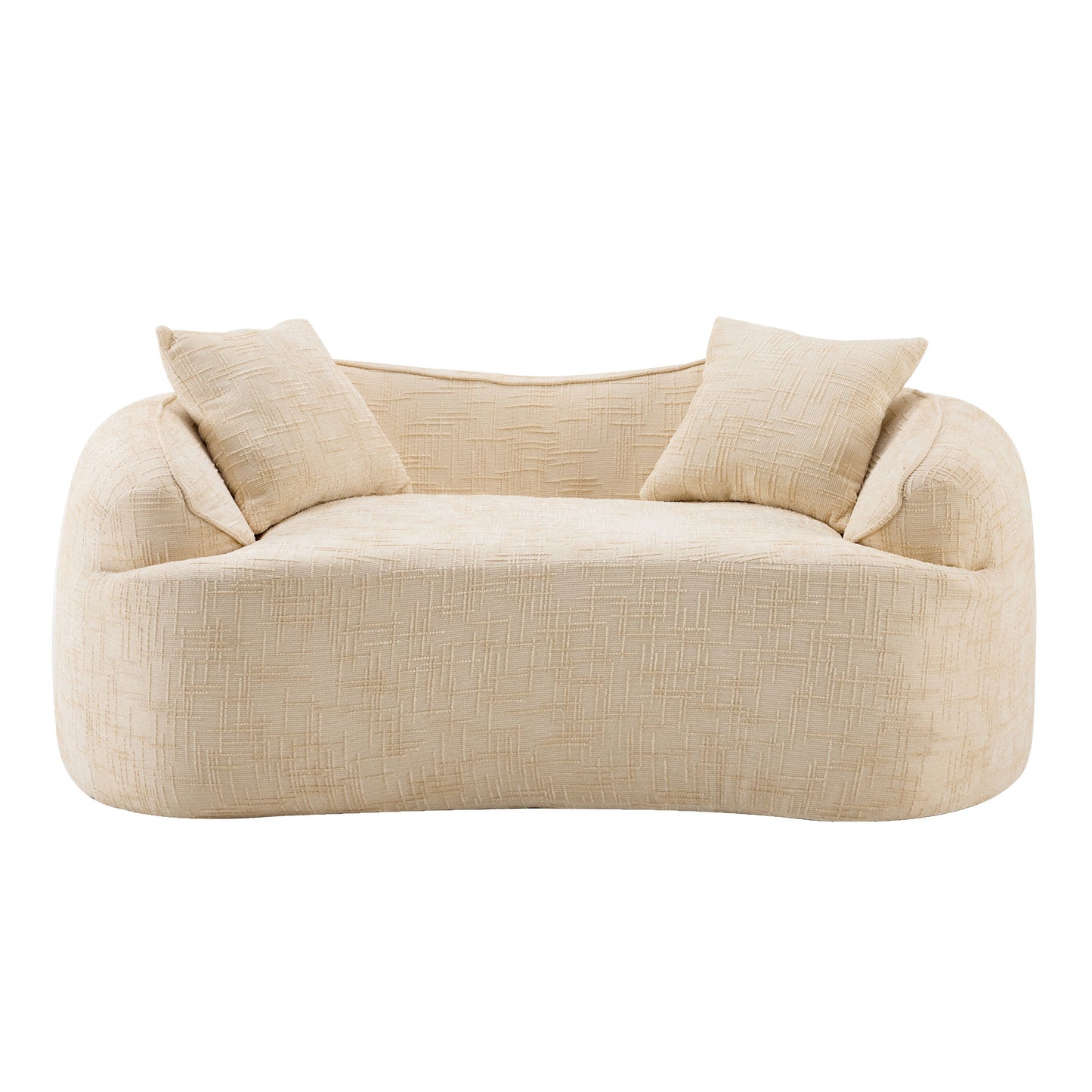 Chenille Spring-Core Compression Loveseat — 2-Seat — Beige