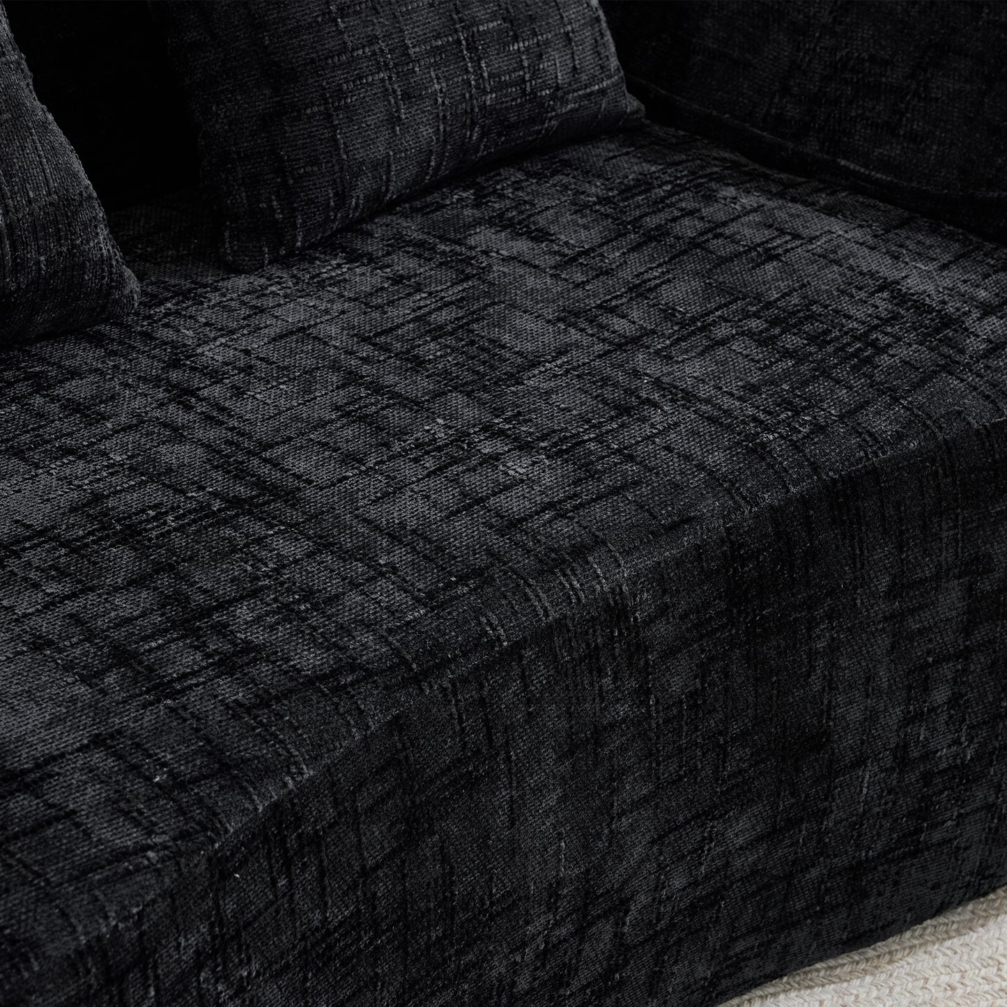 Chenille Spring-Core Compression Loveseat — 2-Seat — Black