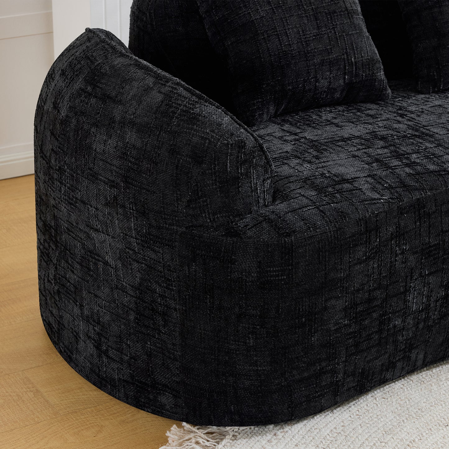 Chenille Spring-Core Compression Loveseat — 2-Seat — Black