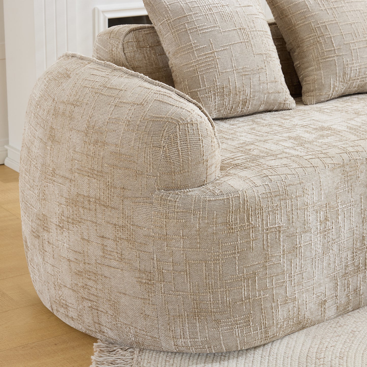 Chenille Spring-Core Compression Loveseat — 2-Seat — Light Khaki