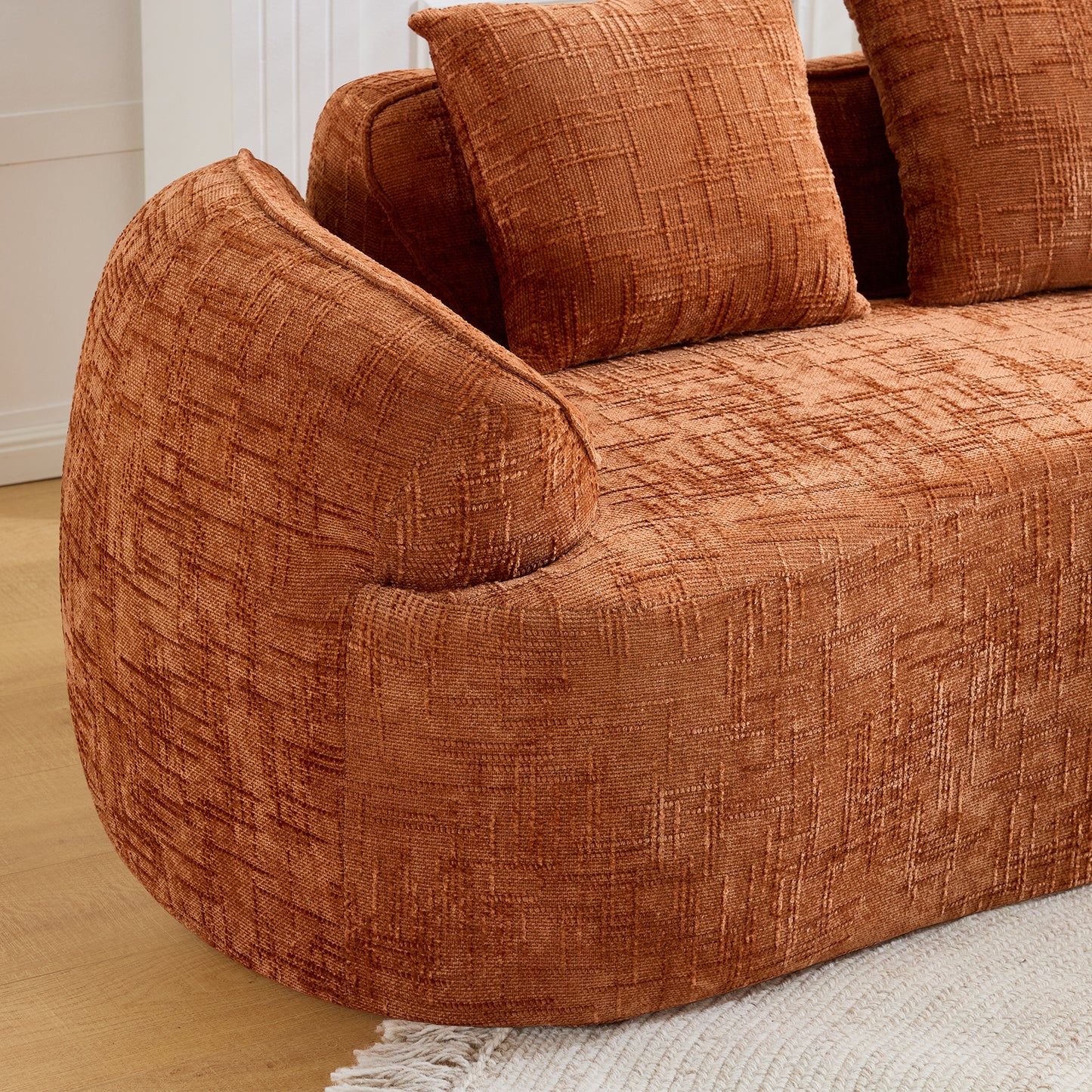 Chenille Spring-Core Compression Loveseat — 2-Seat — Orange