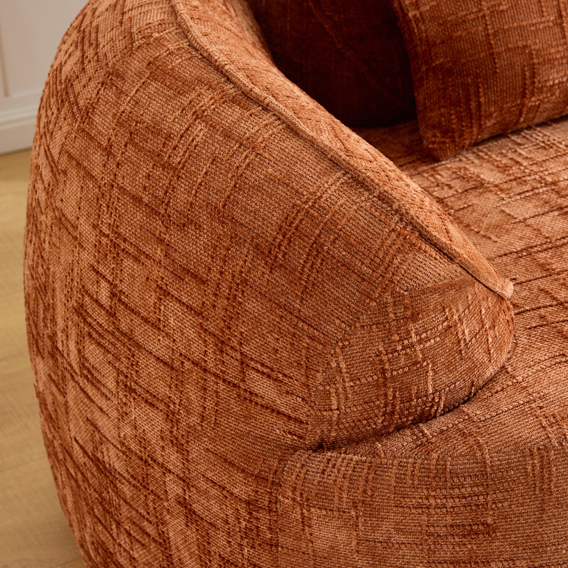 Chenille Spring-Core Compression Loveseat — 2-Seat — Orange