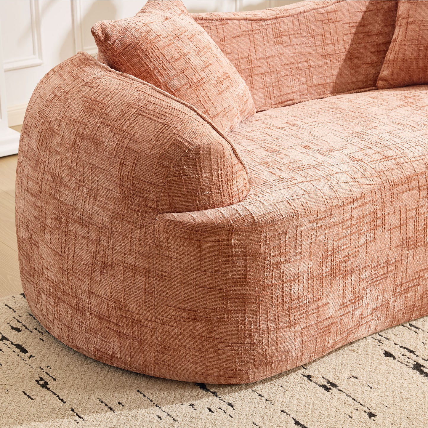 Chenille Spring-Core Compression Loveseat — 2-Seat — Pink