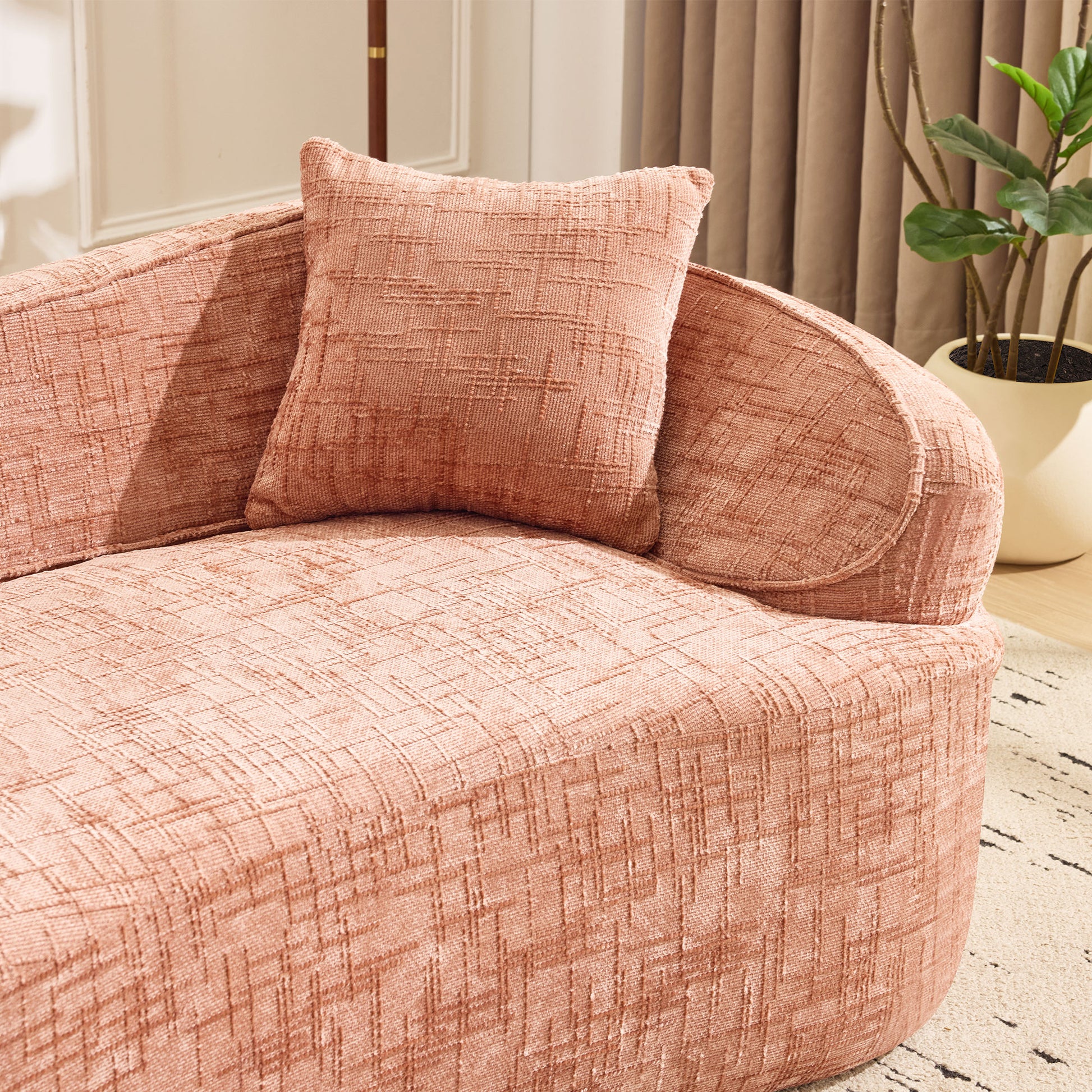 Chenille Spring-Core Compression Loveseat — 2-Seat — Pink