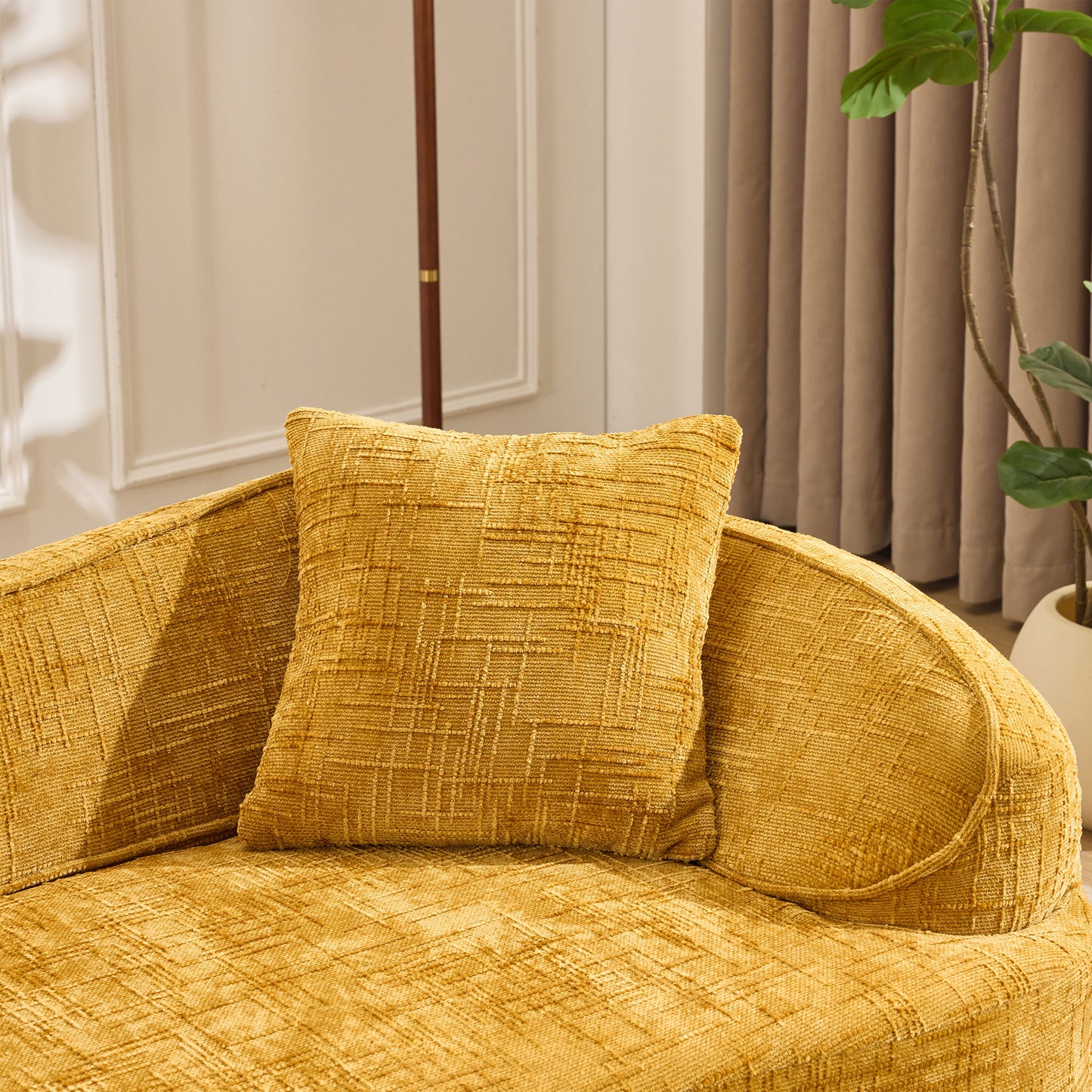 Chenille Spring-Core Compression Loveseat — 2-Seat — Yellow