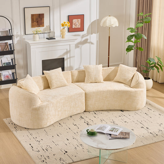 Chenille Spring-Core Compression Sofa — 4-Seat, 109"W — Beige