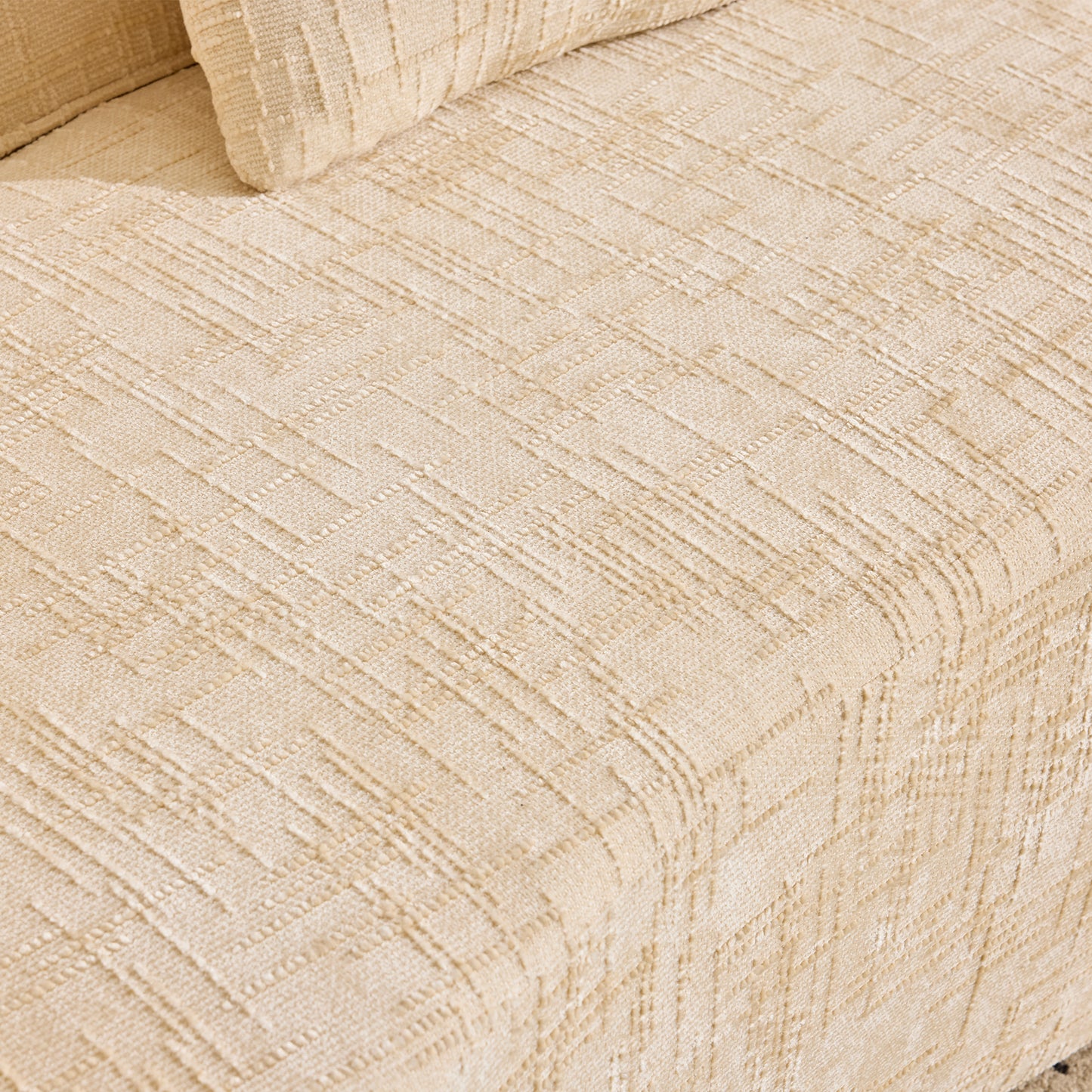 Chenille Spring-Core Compression Sofa — 4-Seat, 109"W — Beige