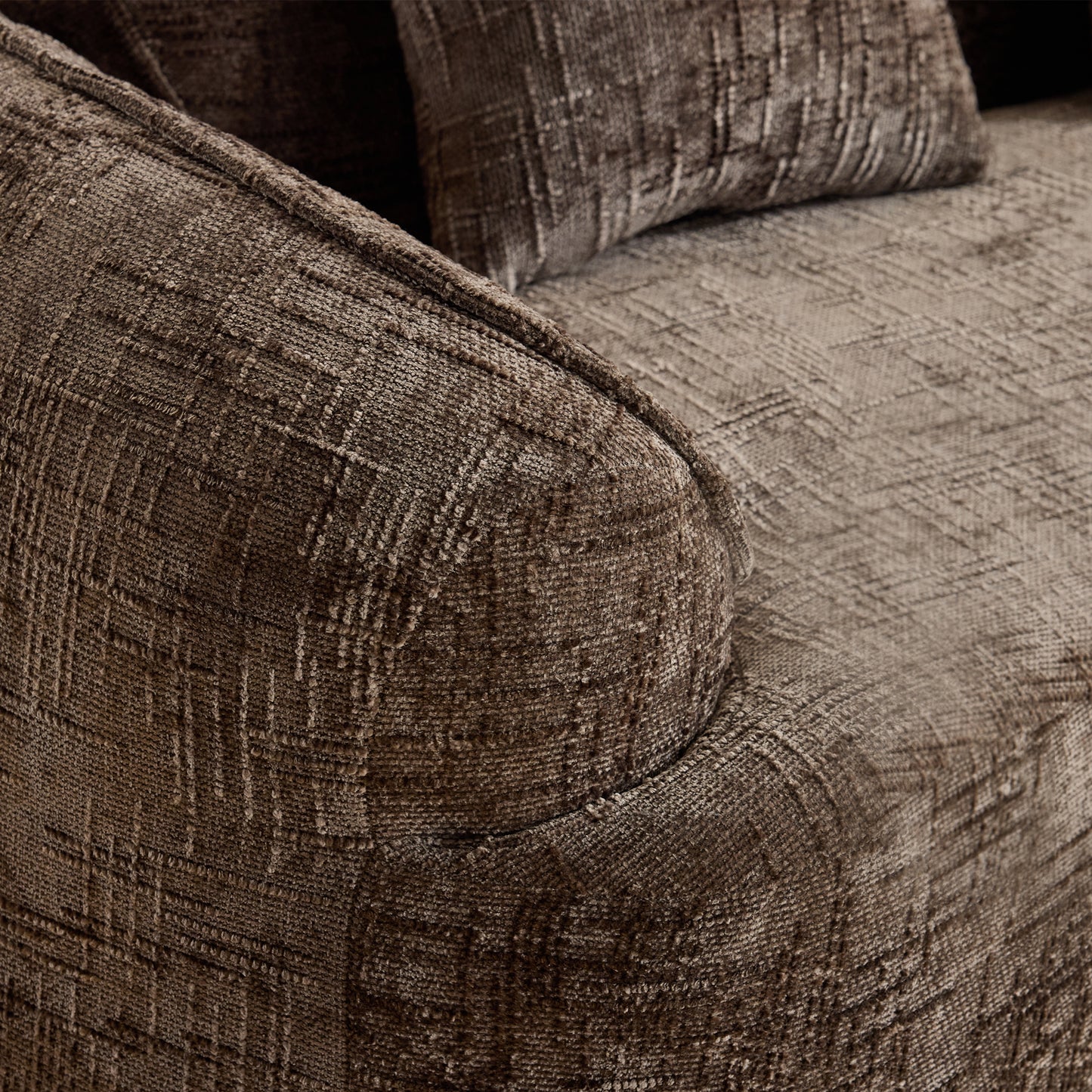 Chenille Spring-Core Compression Sofa — 4-Seat, 109"W — Brown